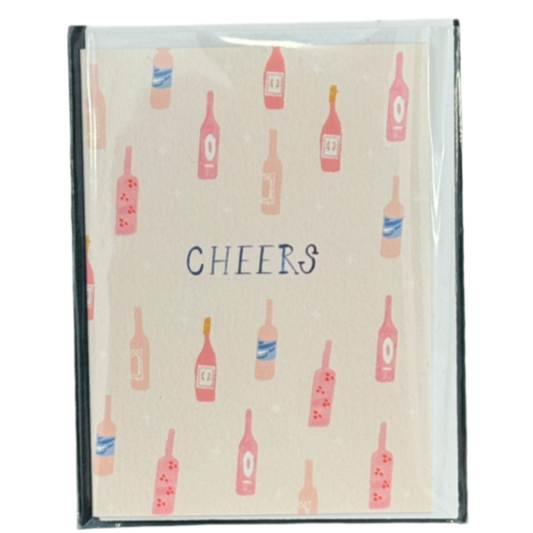 petite cheers card, mini gift card, Mr. Boddington stationery, cheers darlings card, NYC hand drawn cards, 2x3 enclosure card, elegant small greeting card, tiny celebration card, chic gift topper card, party favor card