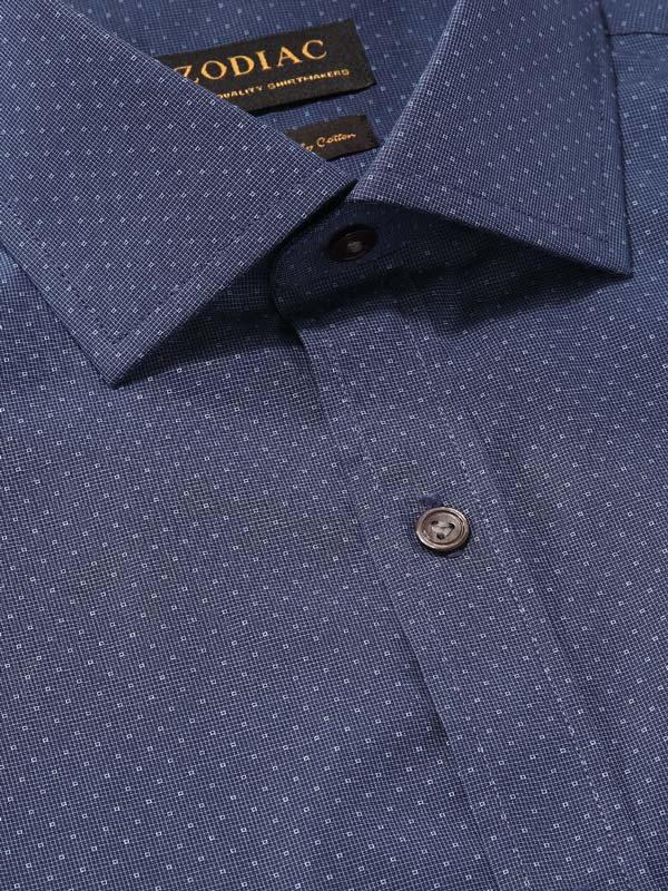 Chianti Navy Solid Full Sleeve Single Cuff Tailored Fit Dark Semi Formal Cotton Shirt