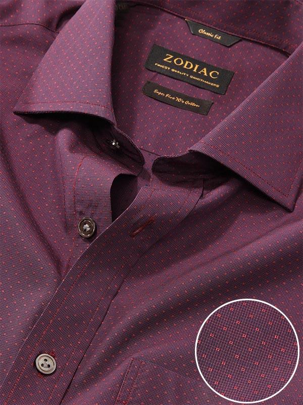 Chianti Purple Solid Full Sleeve Single Cuff Tailored Fit Dark Semi Formal Cotton Shirt