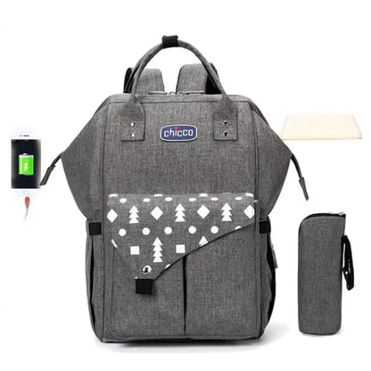Chicoo - Waterproof Diaper Backpack - Grey