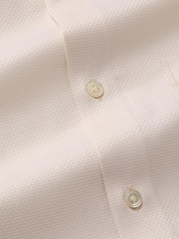 Cione Cream Solid Full Sleeve Double Cuff Tailored Fit Classic Formal Two Ply Mercerized Cotton Shirt