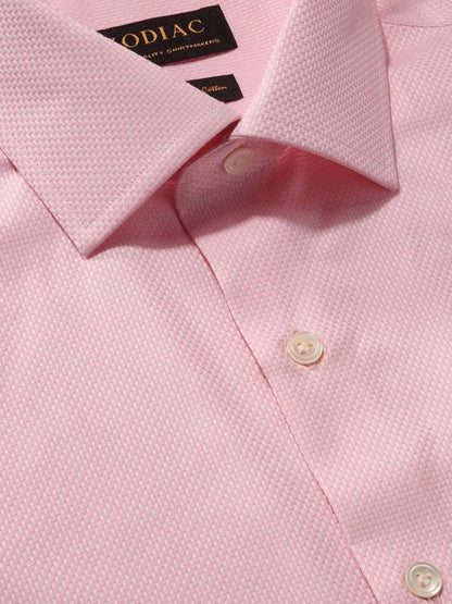 Cione Pink Solid Full Sleeve Double Cuff Tailored Fit Classic Formal Two Ply Mercerized Cotton Shirt