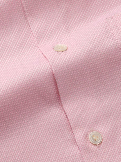 Cione Pink Solid Full Sleeve Double Cuff Tailored Fit Classic Formal Two Ply Mercerized Cotton Shirt