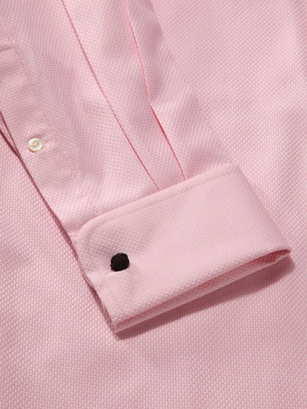 Cione Pink Solid Full Sleeve Double Cuff Tailored Fit Classic Formal Two Ply Mercerized Cotton Shirt