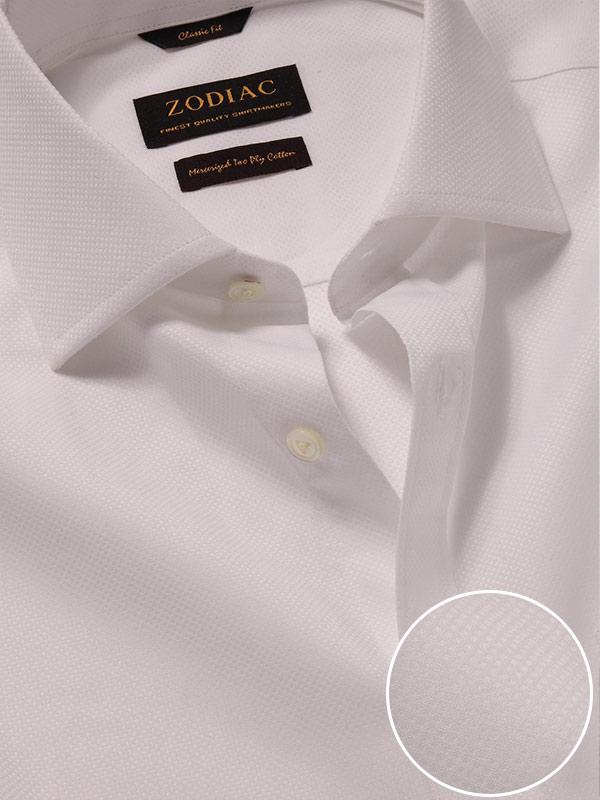 Cione White Solid Full Sleeve Double Cuff Classic Fit Classic Formal Two Ply Mercerized Cotton Shirt
