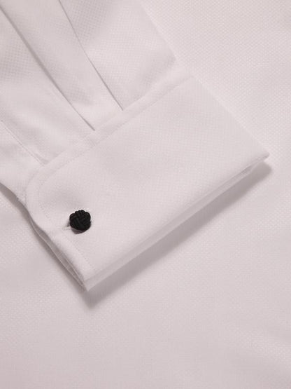 Cione White Solid Full Sleeve Double Cuff Classic Fit Classic Formal Two Ply Mercerized Cotton Shirt
