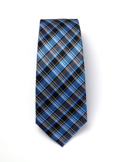 Como Check Dark Grey Silk Tie