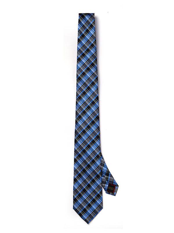 Como Check Dark Grey Silk Tie
