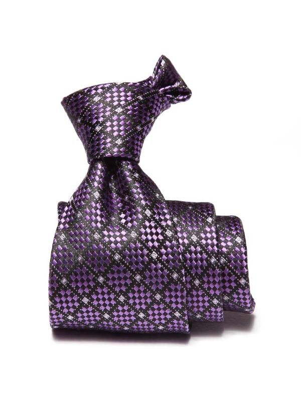 Como Check Dark Lilac Silk Tie