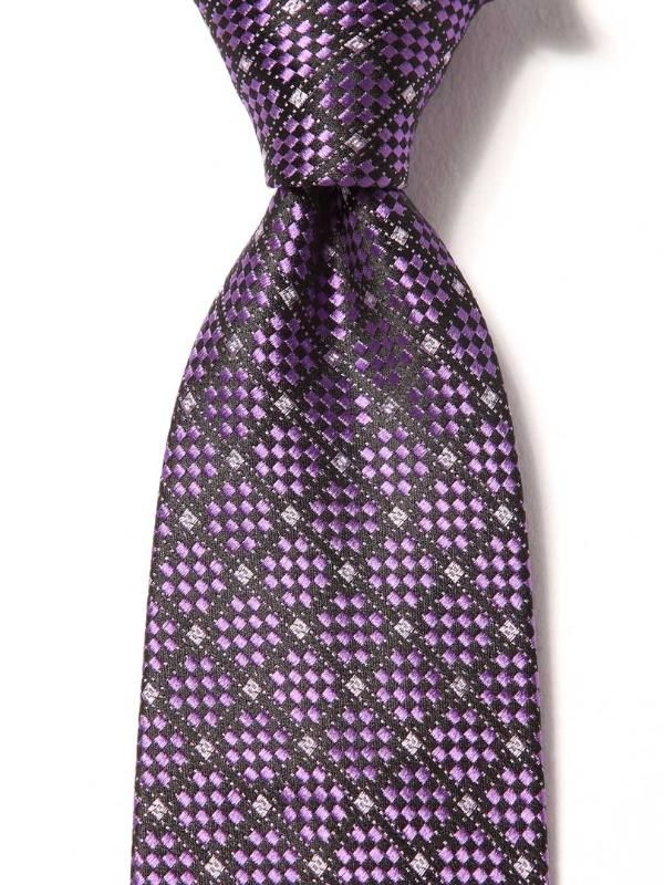 Como Check Dark Lilac Silk Tie