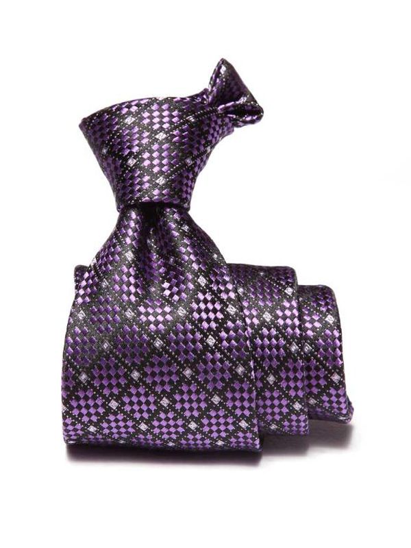 Como Check Dark Lilac Silk Tie