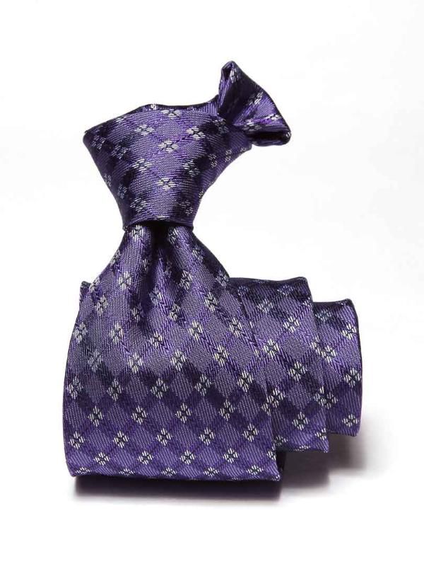 Como Check Dark Purple Silk Tie