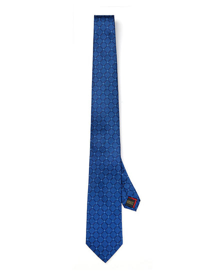 Como Check Navy Silk Tie