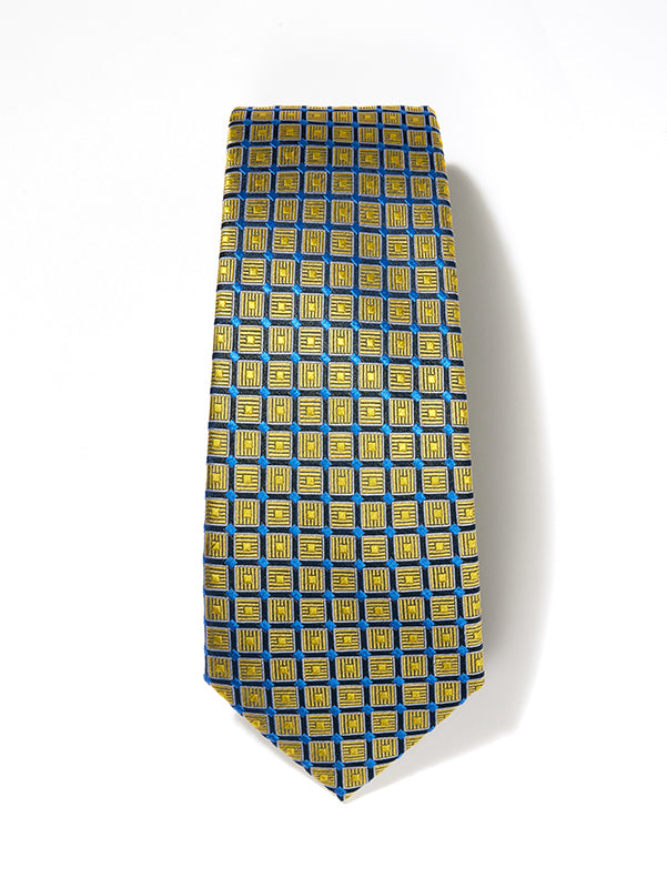 Como Checks Dark Gold Silk Tie