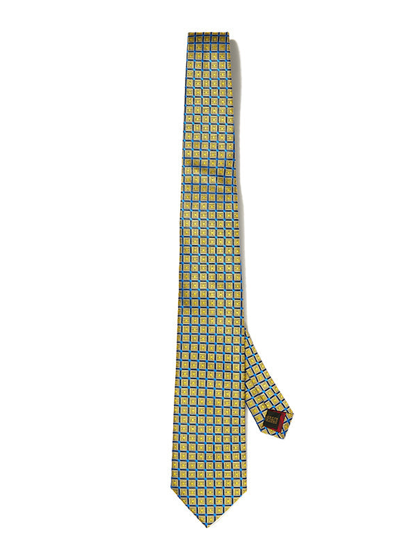 Como Checks Dark Gold Silk Tie