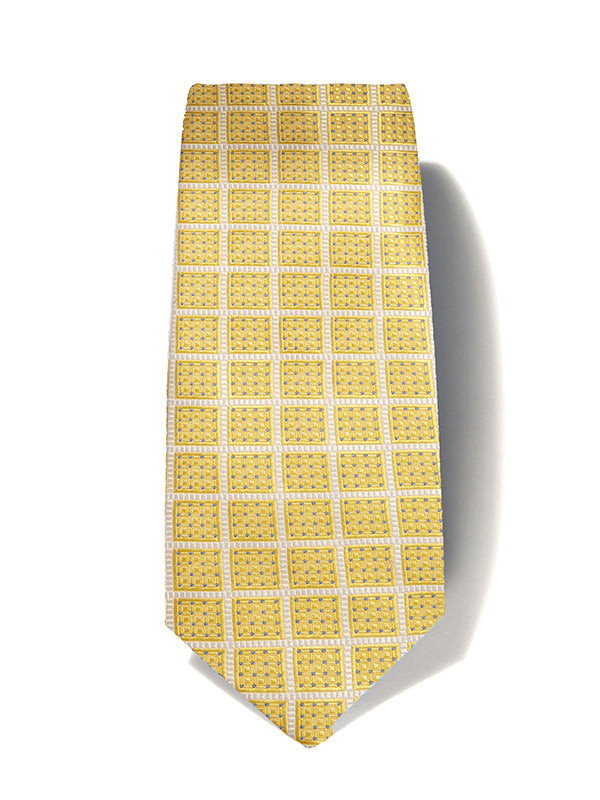 Como Checks Medium Gold Silk Tie
