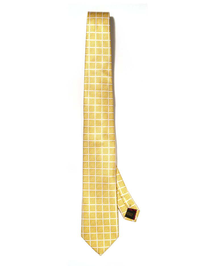 Como Checks Medium Gold Silk Tie