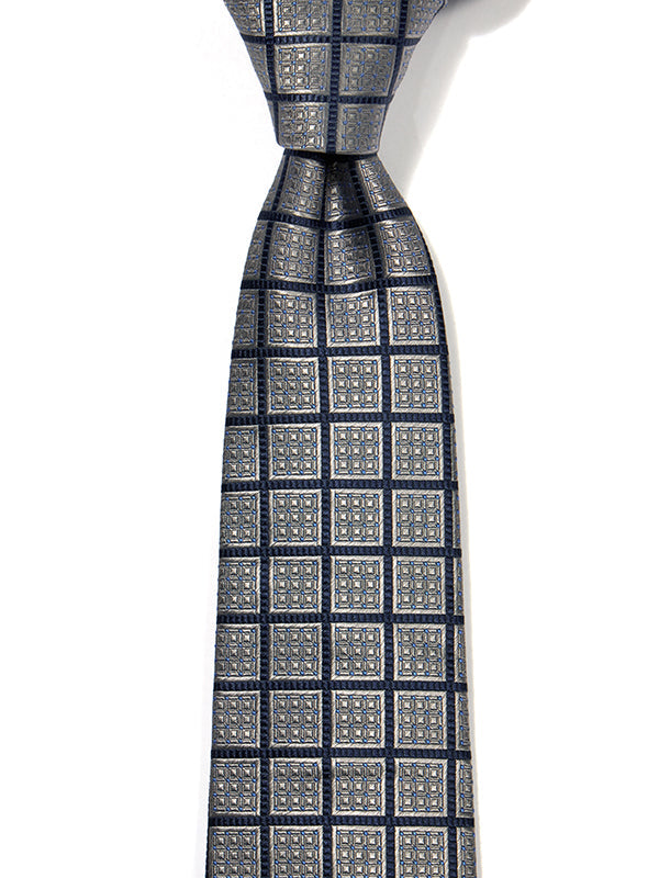 Como Checks Medium Grey Silk Tie