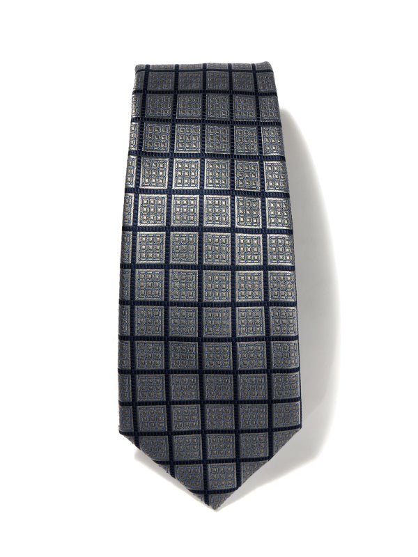 Como Checks Medium Grey Silk Tie