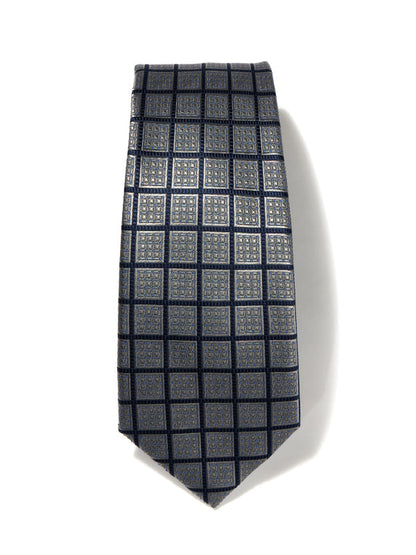 Como Checks Medium Grey Silk Tie