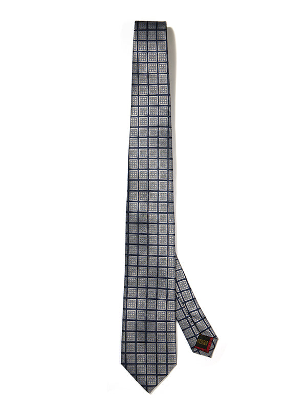 Como Checks Medium Grey Silk Tie