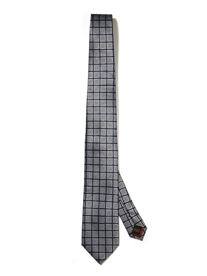 Como Checks Medium Grey Silk Tie