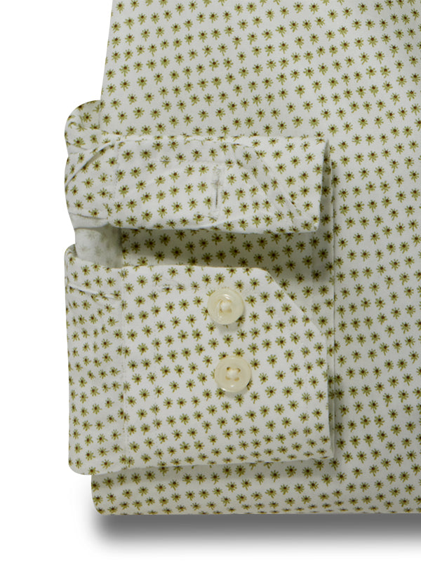 Corfu Olive Printed Full Sleeve Tailored Fit Casual Cotton Shirt