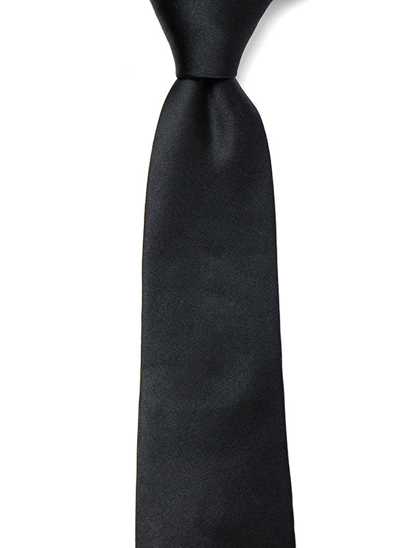 Creme De La Creme Plain Dark Black Silk Tie