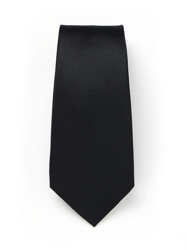 Creme De La Creme Plain Dark Black Silk Tie