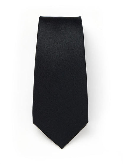 Creme De La Creme Plain Dark Black Silk Tie