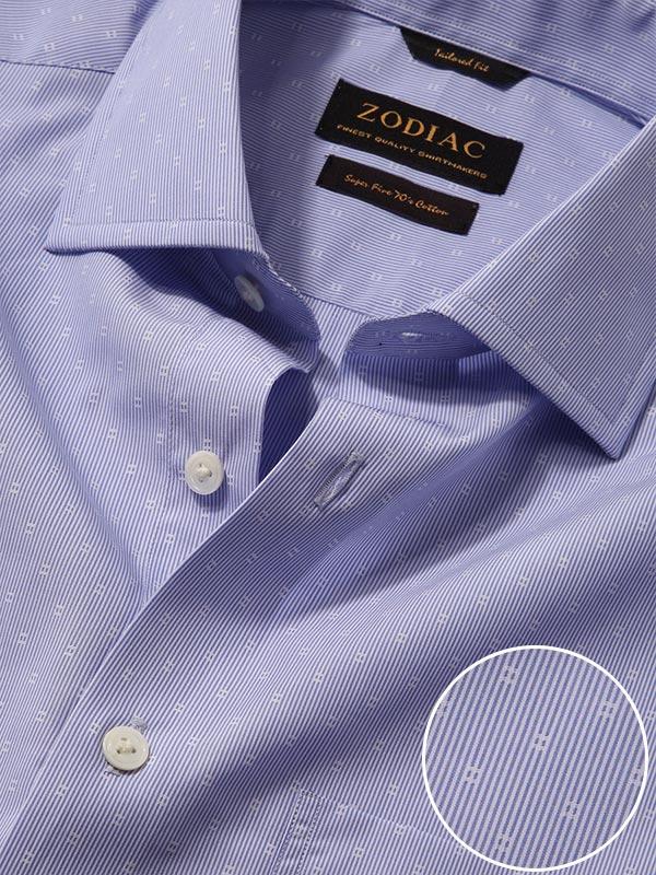 Cricoli Blue Striped Full Sleeve Single Cuff Tailored Fit Classic Formal Super Fine Cotton Shirt