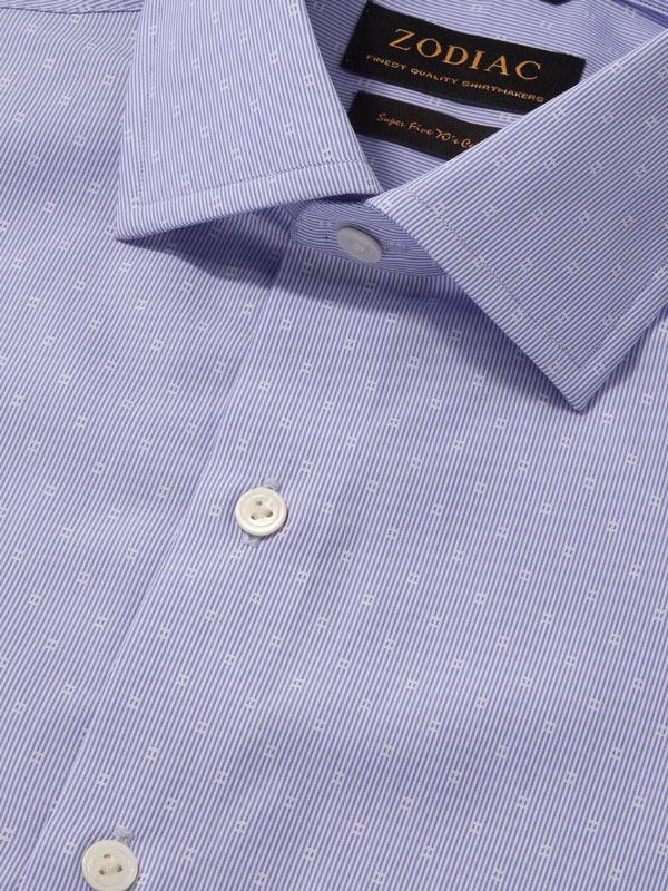 Cricoli Blue Striped Full Sleeve Single Cuff Tailored Fit Classic Formal Super Fine Cotton Shirt
