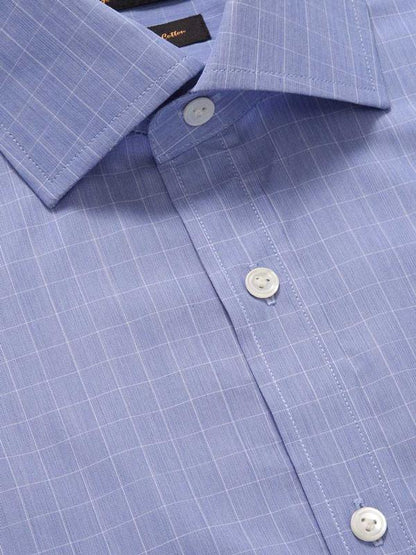 Cricoli Medium Blue Check Full Sleeve Single Cuff Classic Fit Classic Formal Super Fine Cotton Shirt