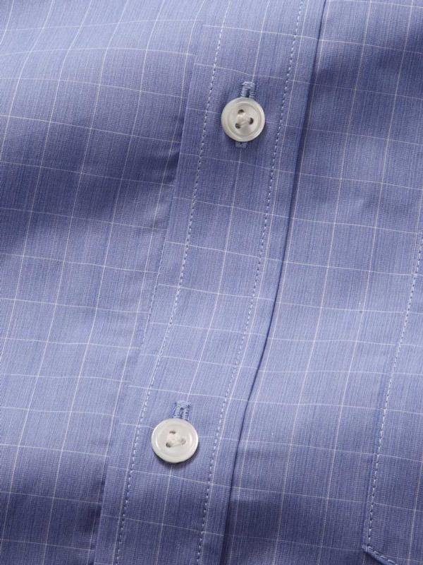 Cricoli Medium Blue Check Full Sleeve Single Cuff Classic Fit Classic Formal Super Fine Cotton Shirt