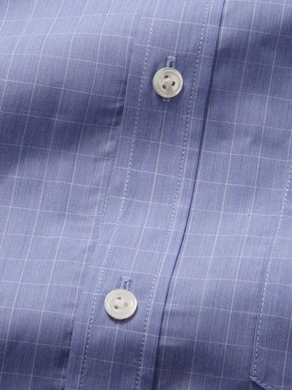 Cricoli Medium Blue Check Full Sleeve Single Cuff Classic Fit Classic Formal Super Fine Cotton Shirt