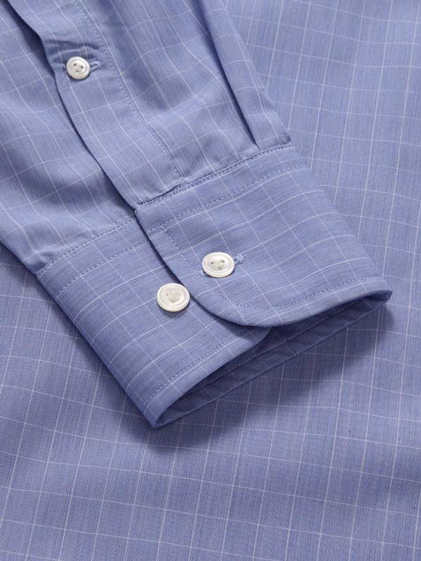 Cricoli Medium Blue Check Full Sleeve Single Cuff Classic Fit Classic Formal Super Fine Cotton Shirt