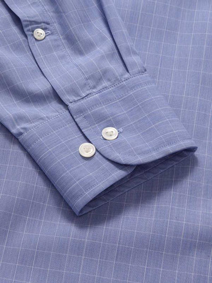 Cricoli Medium Blue Check Full Sleeve Single Cuff Classic Fit Classic Formal Super Fine Cotton Shirt