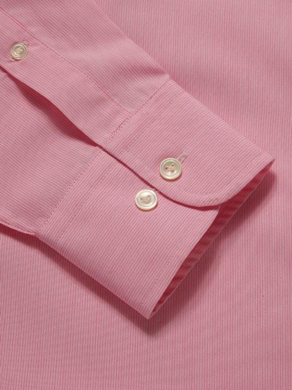 Cricoli Pink Striped Full Sleeve Single Cuff Classic Fit Classic Formal Super Fine Cotton Shirt