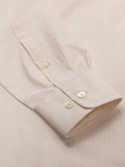 Da Vinci Cream Solid Full Sleeve Single Cuff Tailored Fit Classic Formal Two Ply Mercerized Cotton Shirt