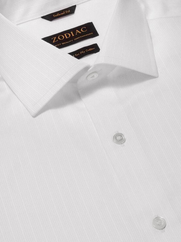 Da Vinci White Striped Full Sleeve Single Cuff Tailored Fit Classic Formal Two Ply Mercerized Cotton Shirt