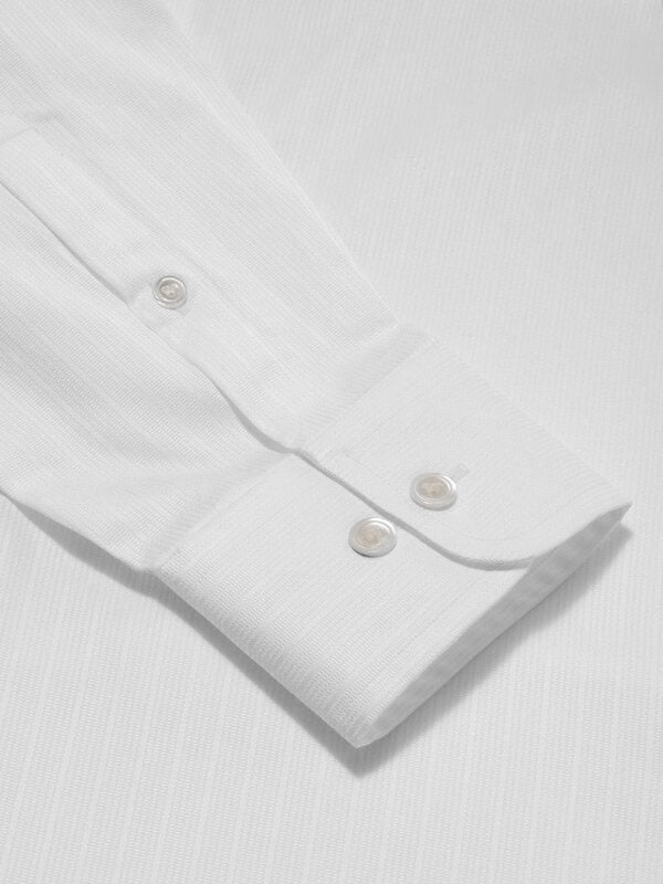 Da Vinci White Striped Full Sleeve Single Cuff Tailored Fit Classic Formal Two Ply Mercerized Cotton Shirt
