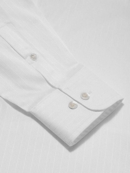 Da Vinci White Striped Full Sleeve Single Cuff Tailored Fit Classic Formal Two Ply Mercerized Cotton Shirt