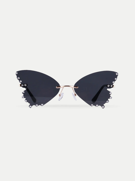 Diamond Butterfly Novelty Sunglasses | Black-Image 1