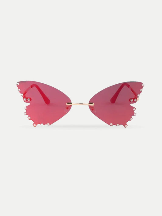 Diamond Butterfly Novelty Sunglasses | Red-Image 1
