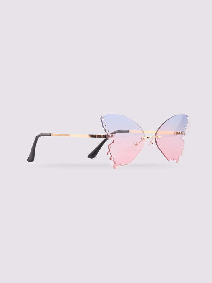 Diamond Butterfly Novelty Sunglasses | Pink-Purple-Image 2