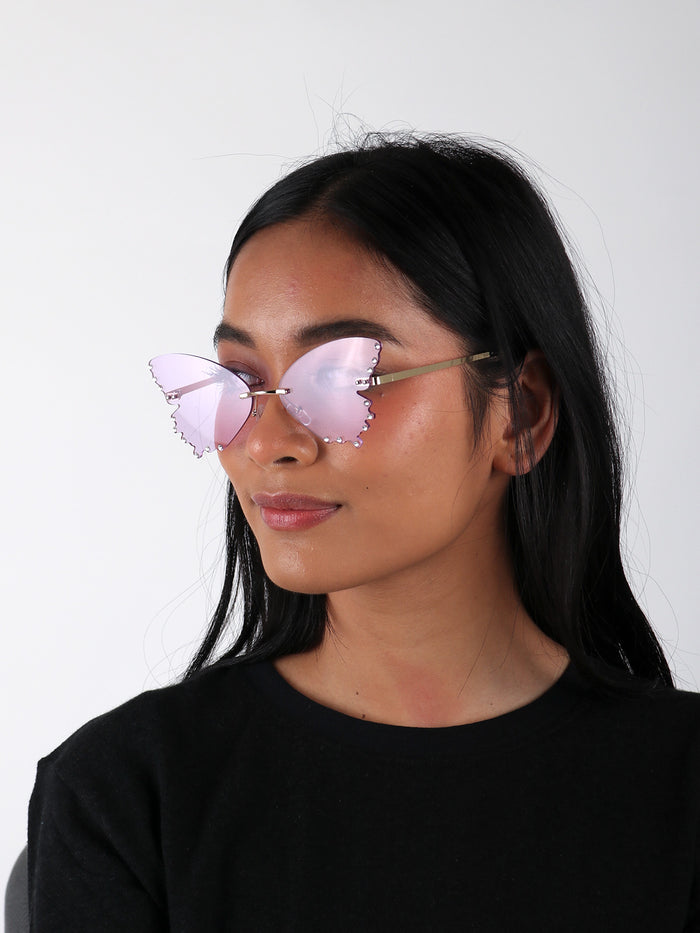 Diamond Butterfly Novelty Sunglasses | Purple-Image 4