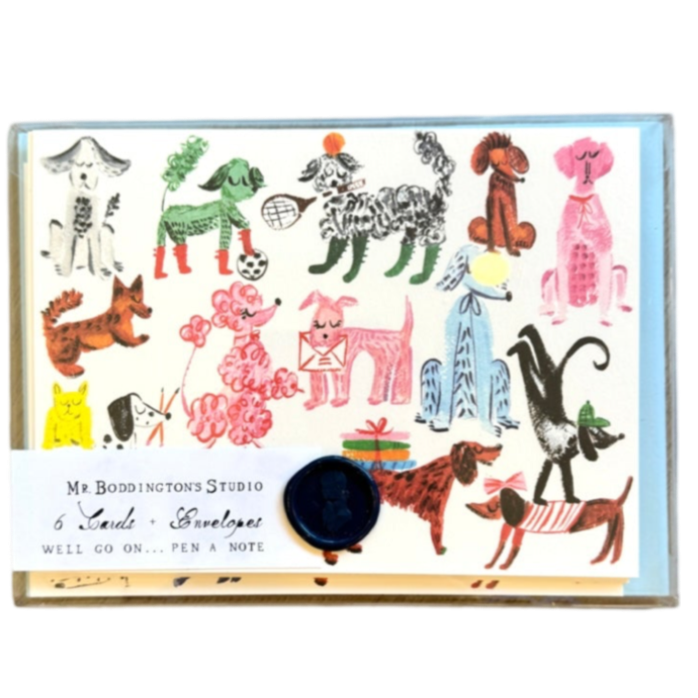 Mr. Boddington notecards, boxed stationery set, A6 folded cards, blank inside note cards, hand-painted note cards, wax seal stationery, paper goods made in NYC, thank you card set, charming stationery, boutique greeting card box