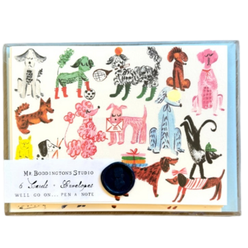 Mr. Boddington notecards, boxed stationery set, A6 folded cards, blank inside note cards, hand-painted note cards, wax seal stationery, paper goods made in NYC, thank you card set, charming stationery, boutique greeting card box