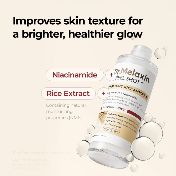 Dr. Melaxin Peel Shot Exfoliating White Rice Ampoule 80ml أمبولة تقشير دكتور ميلاكسين بالأرز الأبيض - Princess Cosmetics Qatar