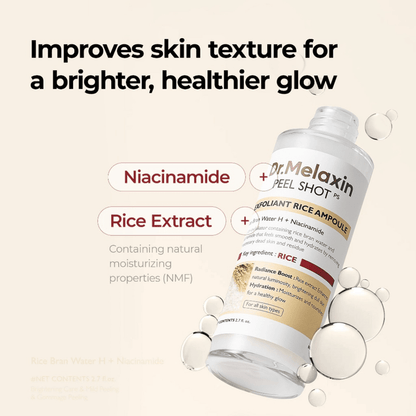 Dr. Melaxin Peel Shot Exfoliating White Rice Ampoule 80ml أمبولة تقشير دكتور ميلاكسين بالأرز الأبيض - Princess Cosmetics Qatar